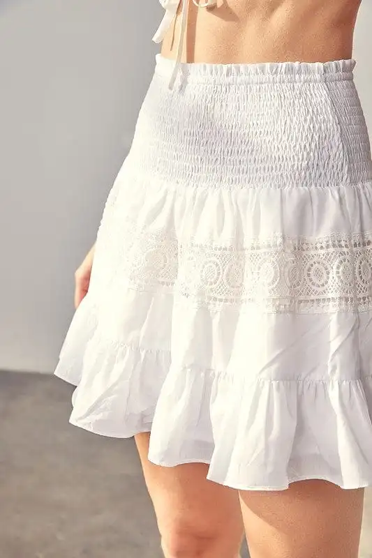 ??GYPSY FOX-Lace Trim Detail Skirt