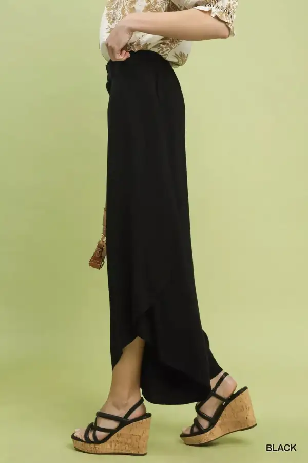 Flowy Asymmetrical Hem Wide Leg Pants
