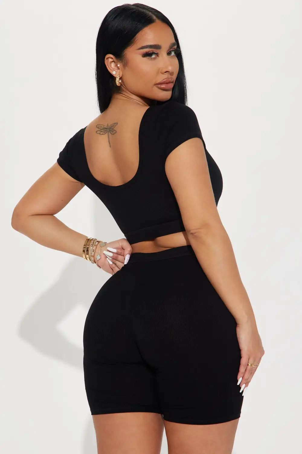 Feeling It Biker Short Set  - Black