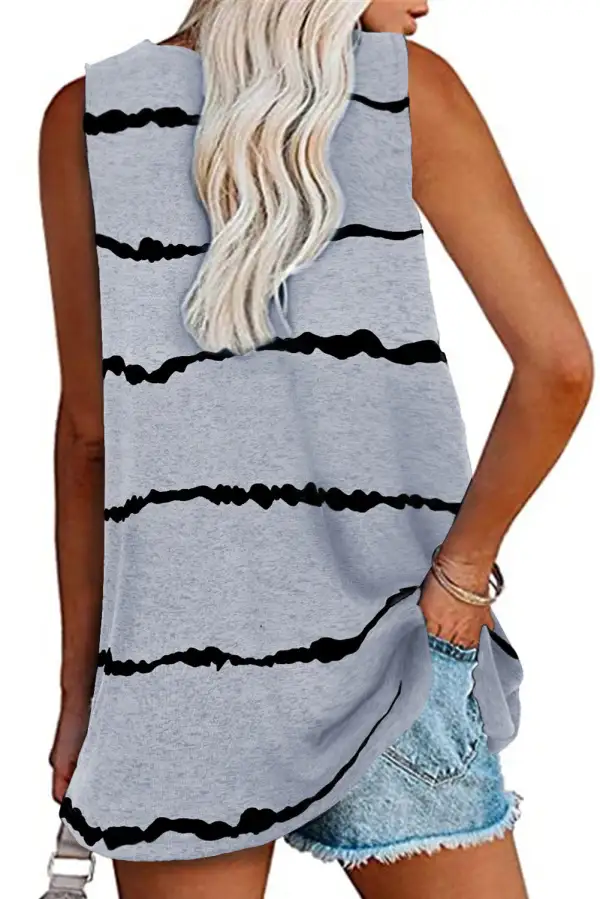 Washed Print Stripes Tank Top