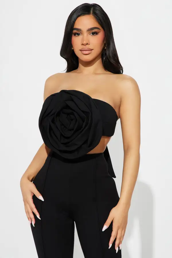 India Rose Pant Set - Black