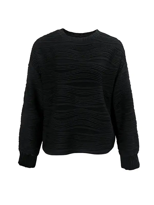 Long Sleeve Relaxed Round Neck Polyester T-Shirt
