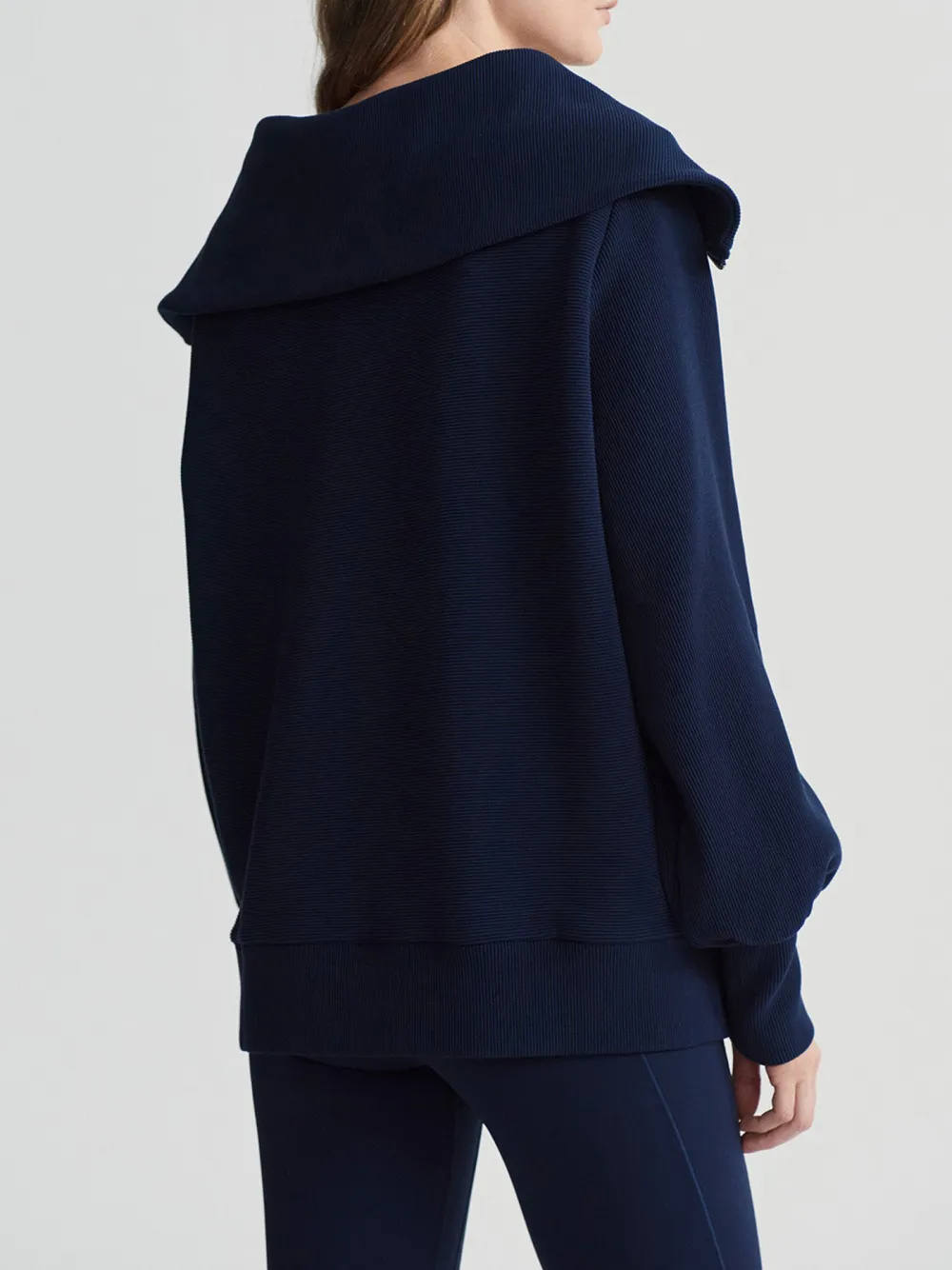 Chic Oversized Half-Zip Wide-Collar Sweatshirt