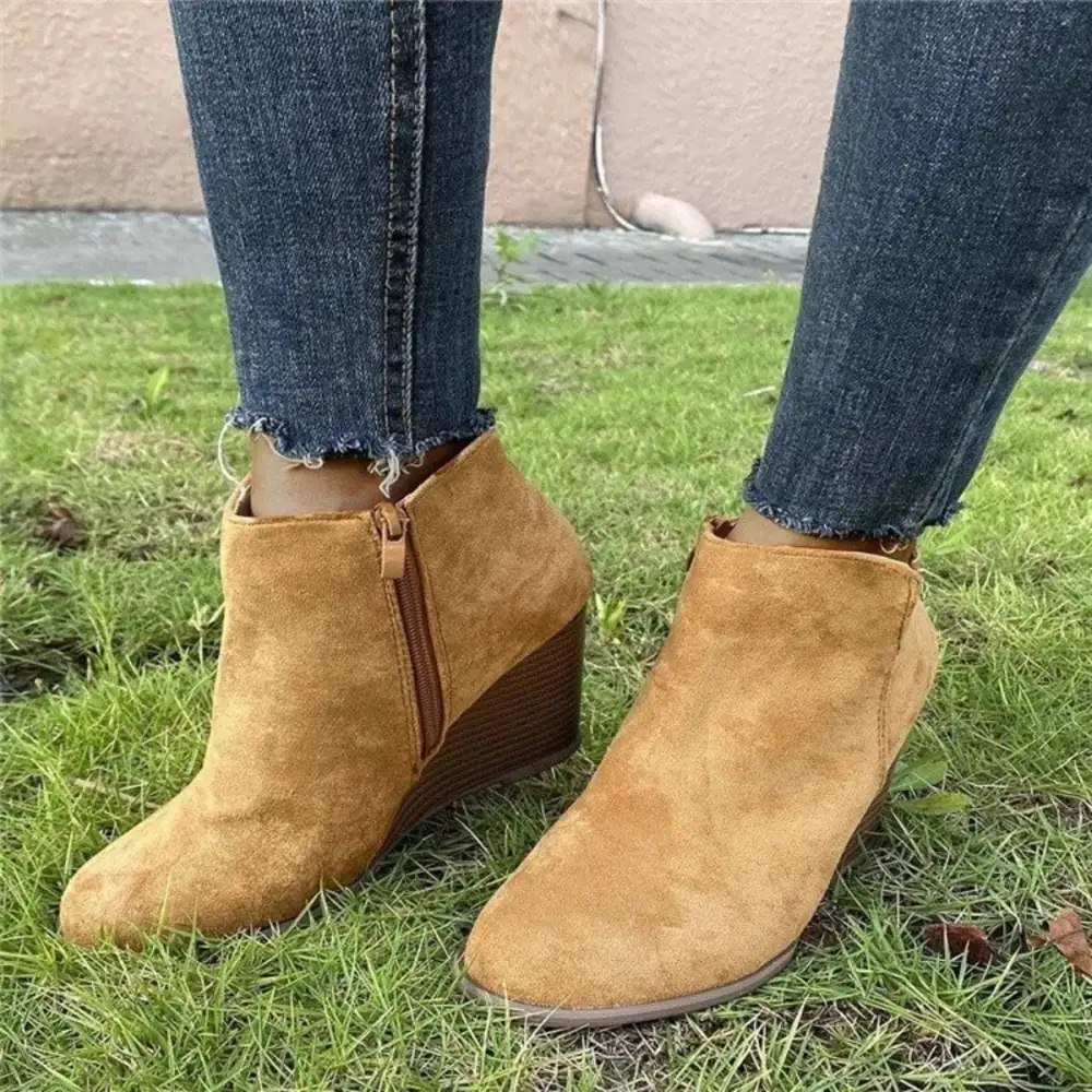 Side-Zip Wedge Boots