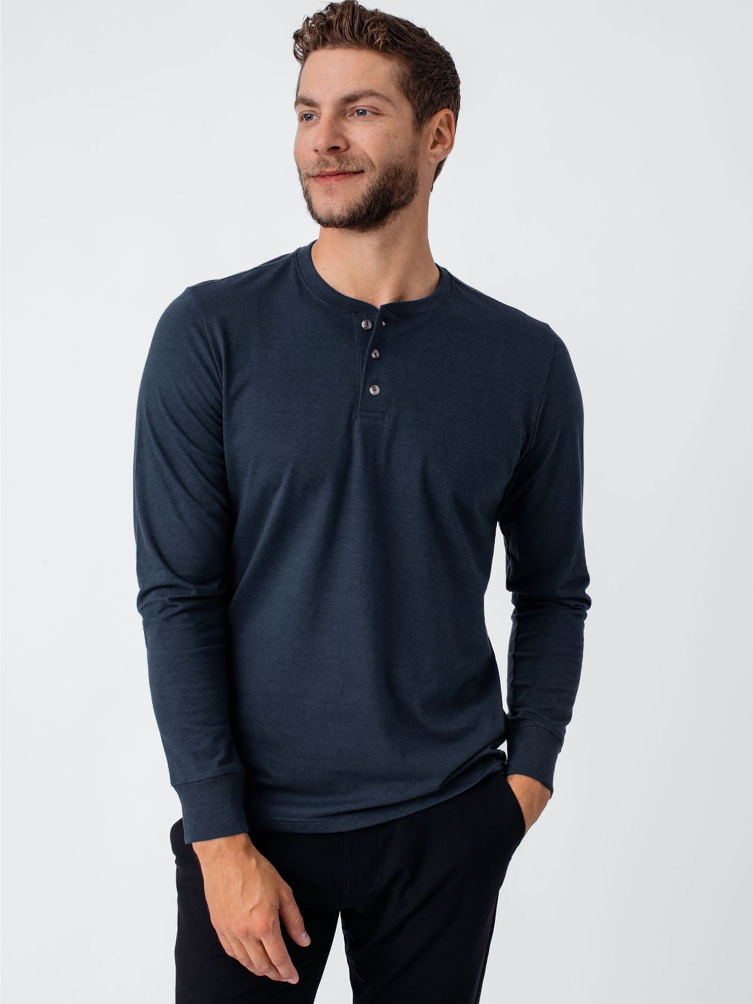 Indigo Blue Long Sleeve Henley