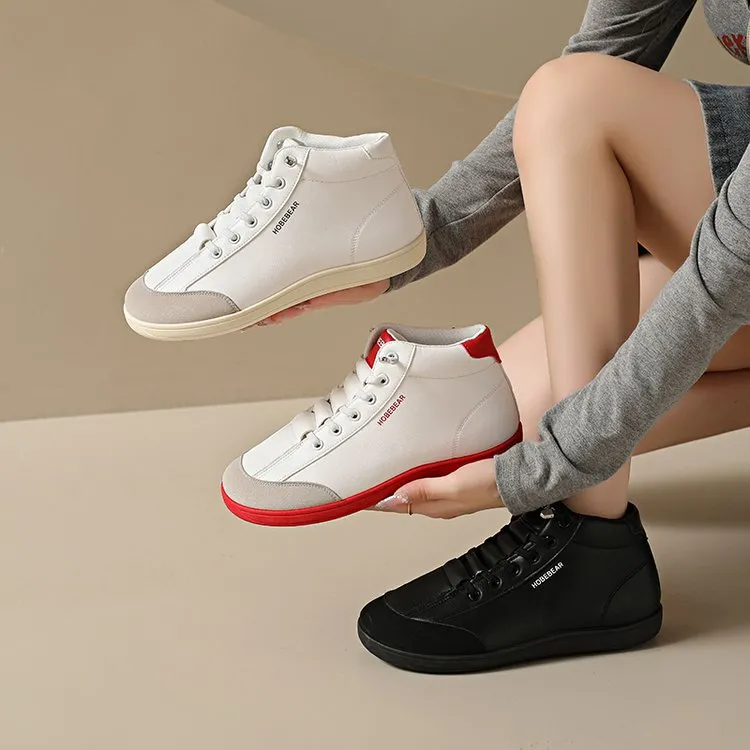 Women’s High-Top Closed Leather Barefoot Shoes - Wide Toe, Durable, Functional Slip-On Walking Shoes for Everyday Use, Back to School, Everyday Shoes