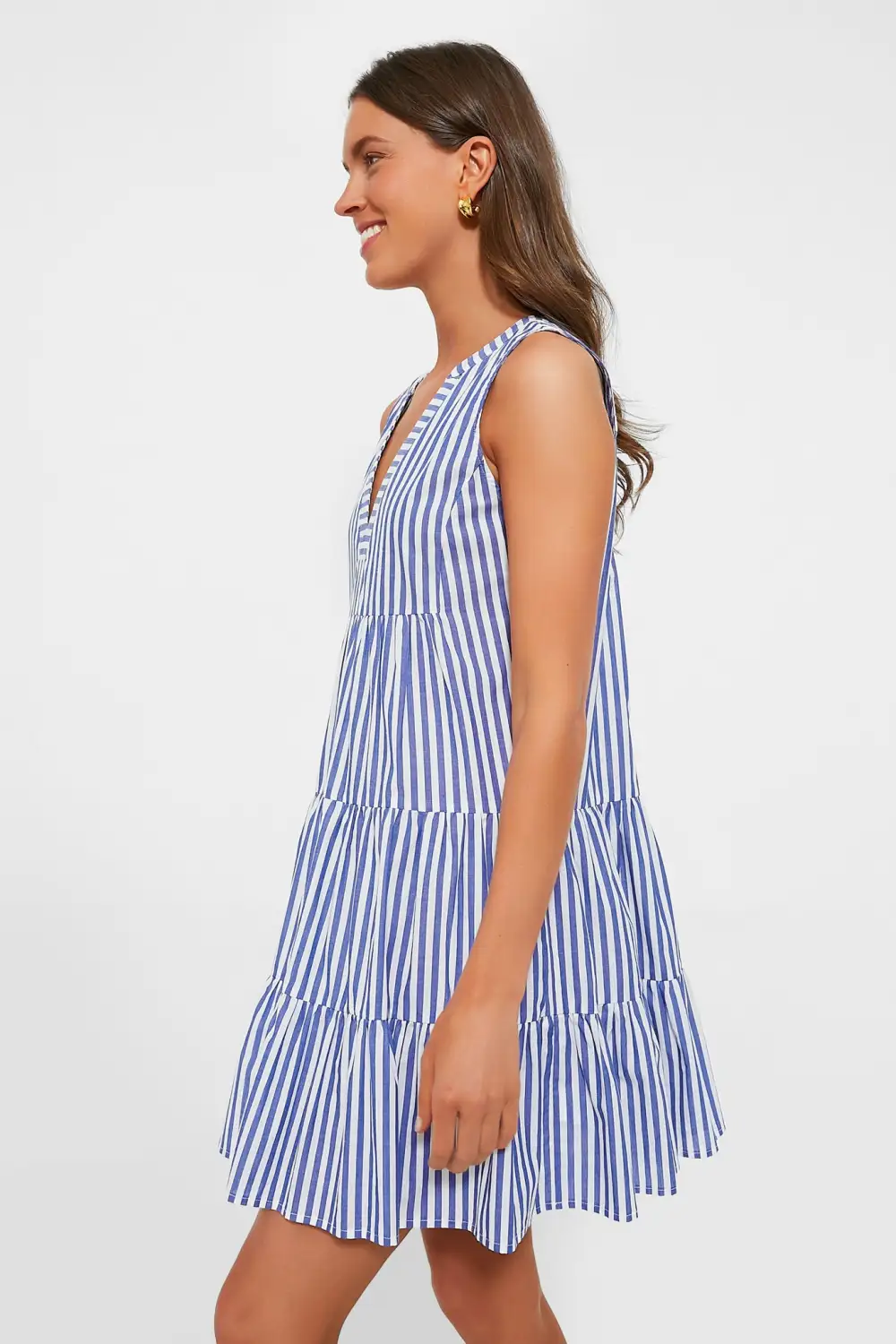 Blue and White Stripe Sleeveless Cotton Poplin Kenzo Dress