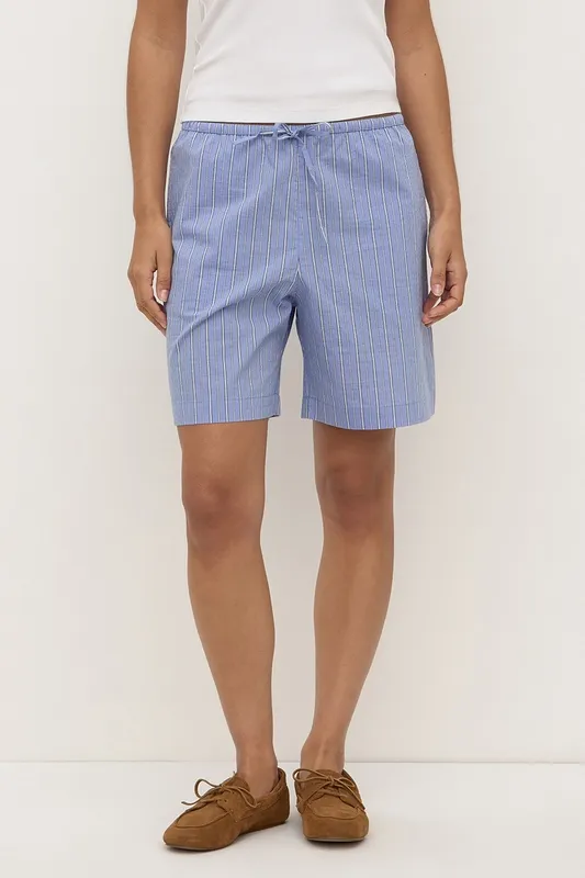 Blue & White Striped Drawstring Short