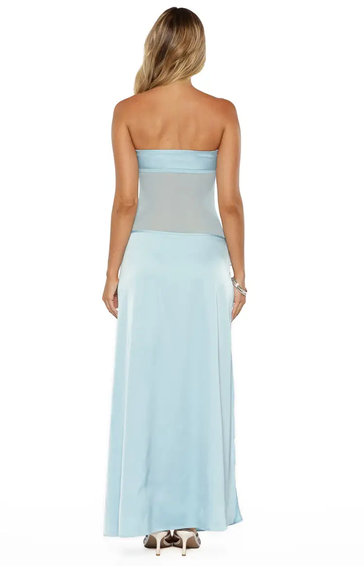 Satin Strapless Wrap Maxi Dress