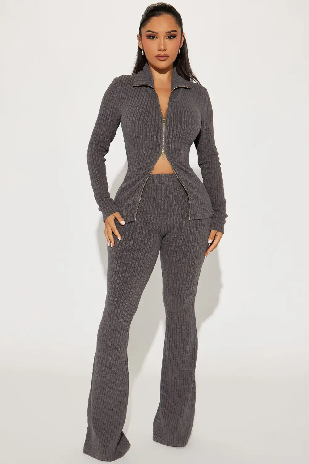 The One And Only Sweater Pant Set - Charcoal