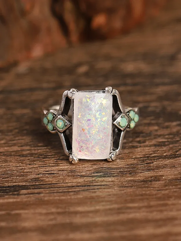 Vintage Opal Ancient Silver Ring