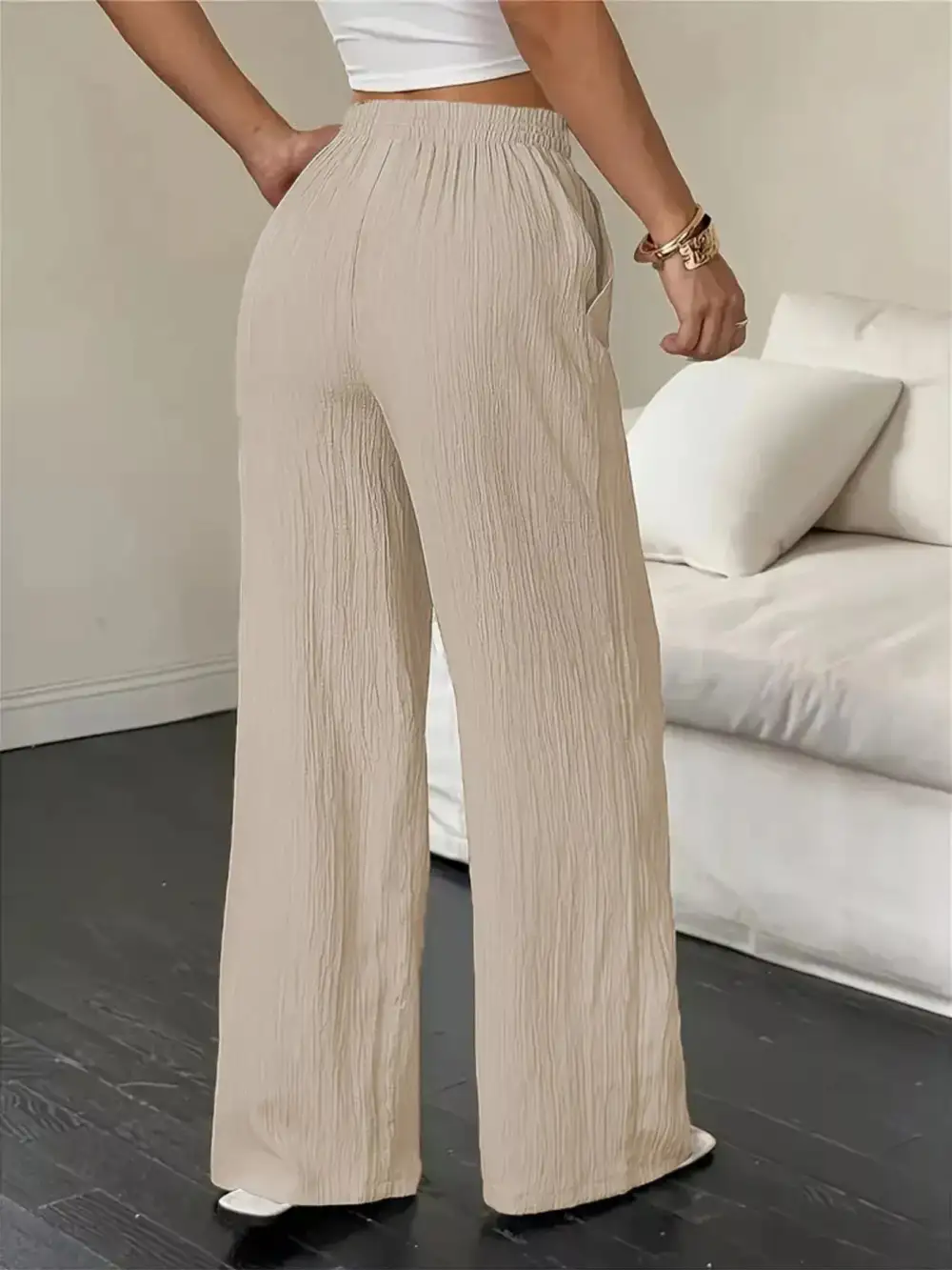 Wide Leg Pants with Drawstring