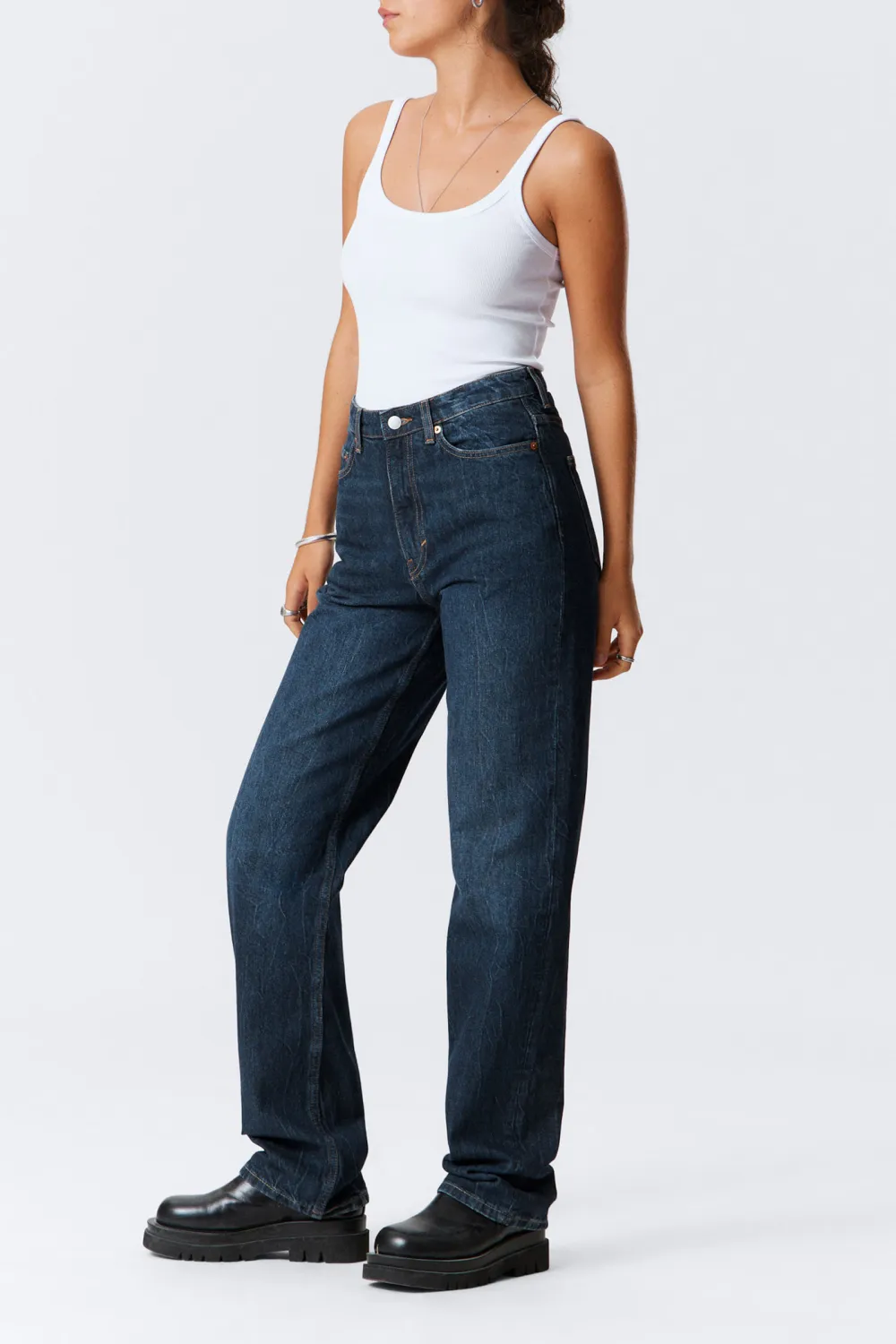 High Rise Jeans With Pockets