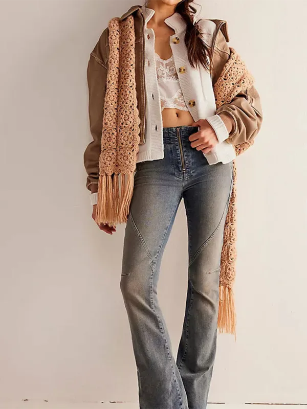 Knit Upright Collar Cardigan