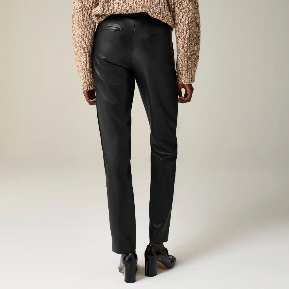 Faux Leather Straight-Leg Pants