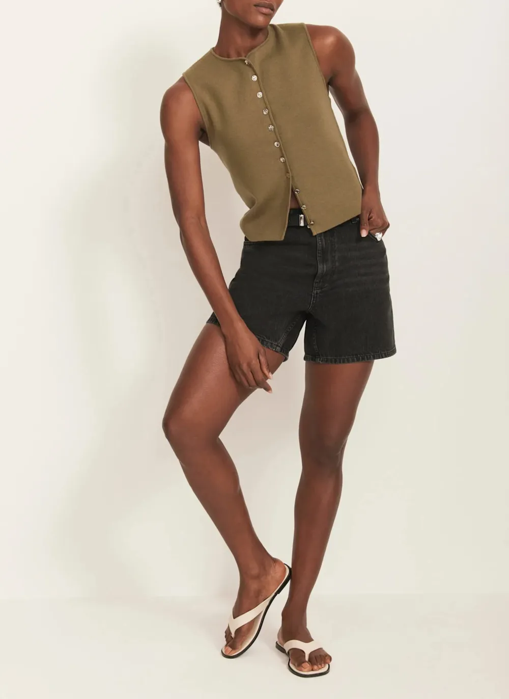 Casual Style Washed Black Denim Shorts