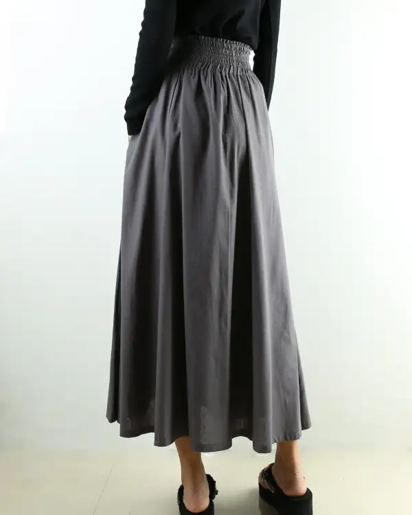Everyday Pocketed Linen Flared Maxi Skirt