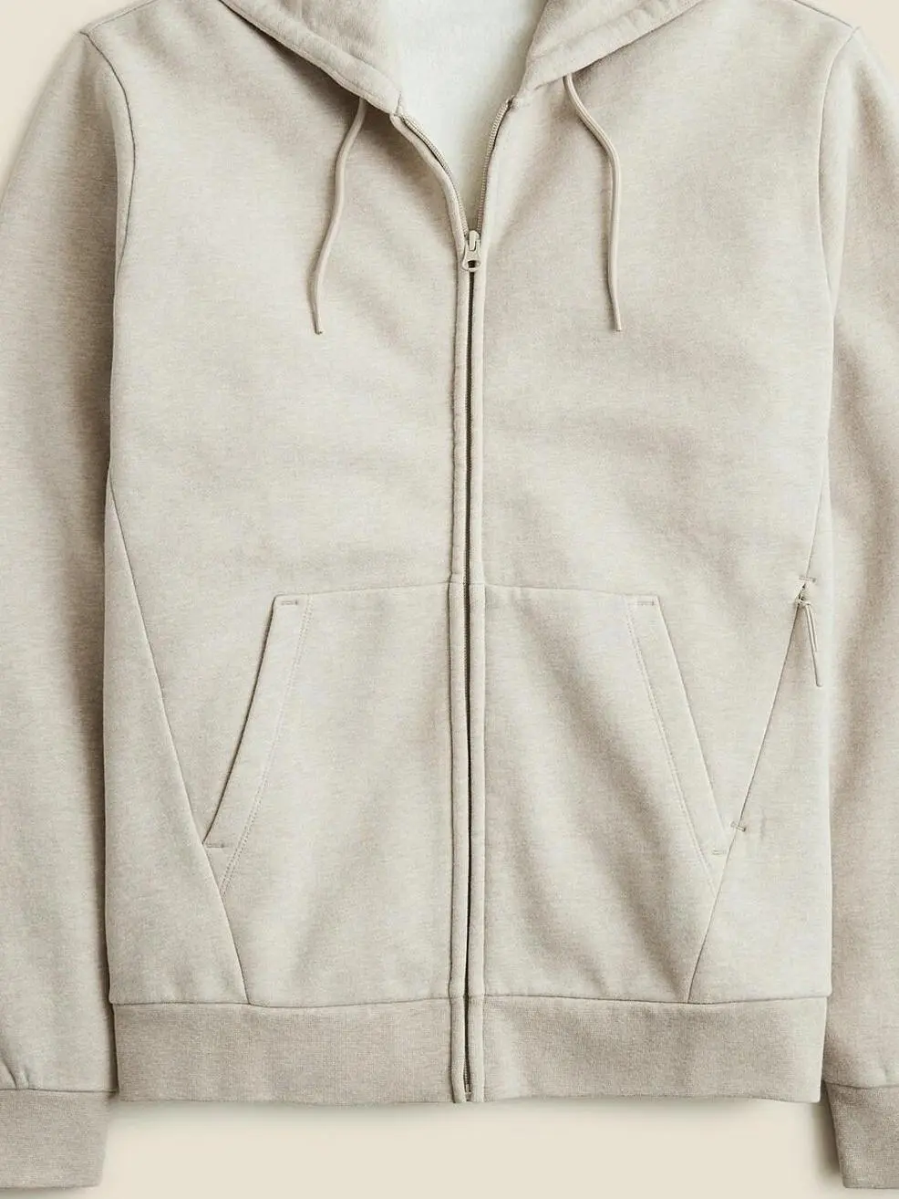 Beige Zip Up Hooded Men's Sweatshirt