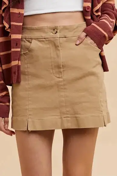 Comfort Stretch Cotton Slit Skirt