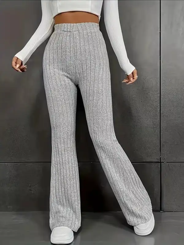Everyday Ribbed Knit High Waist Flare Pants