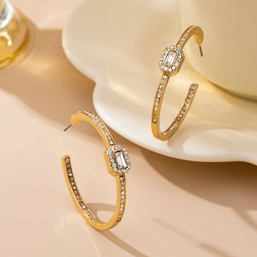 Square Crystal Hoop Earrings