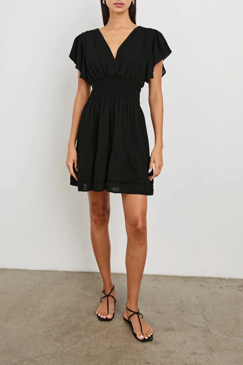 Floral Leaf-Shaped Sleeve Fitted Waist Dress