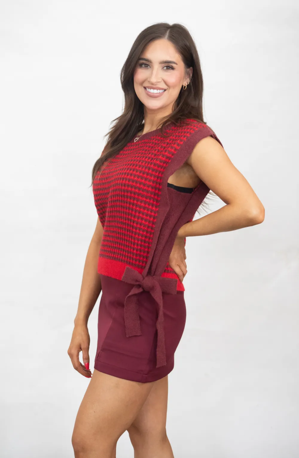 Best Of Me Red Side Tie Sweater Top