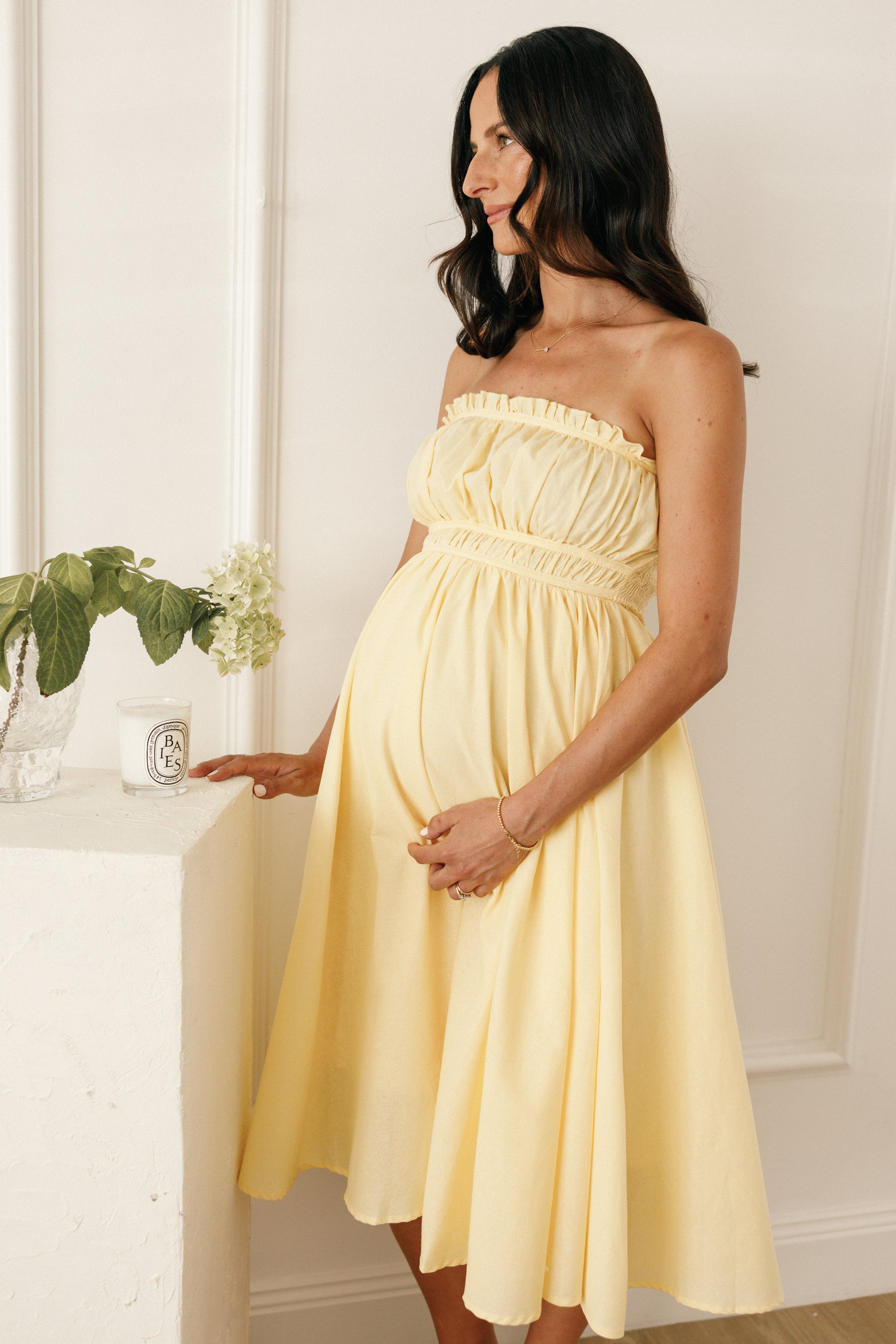 Theo Strapless Midi Dress - Sunshine