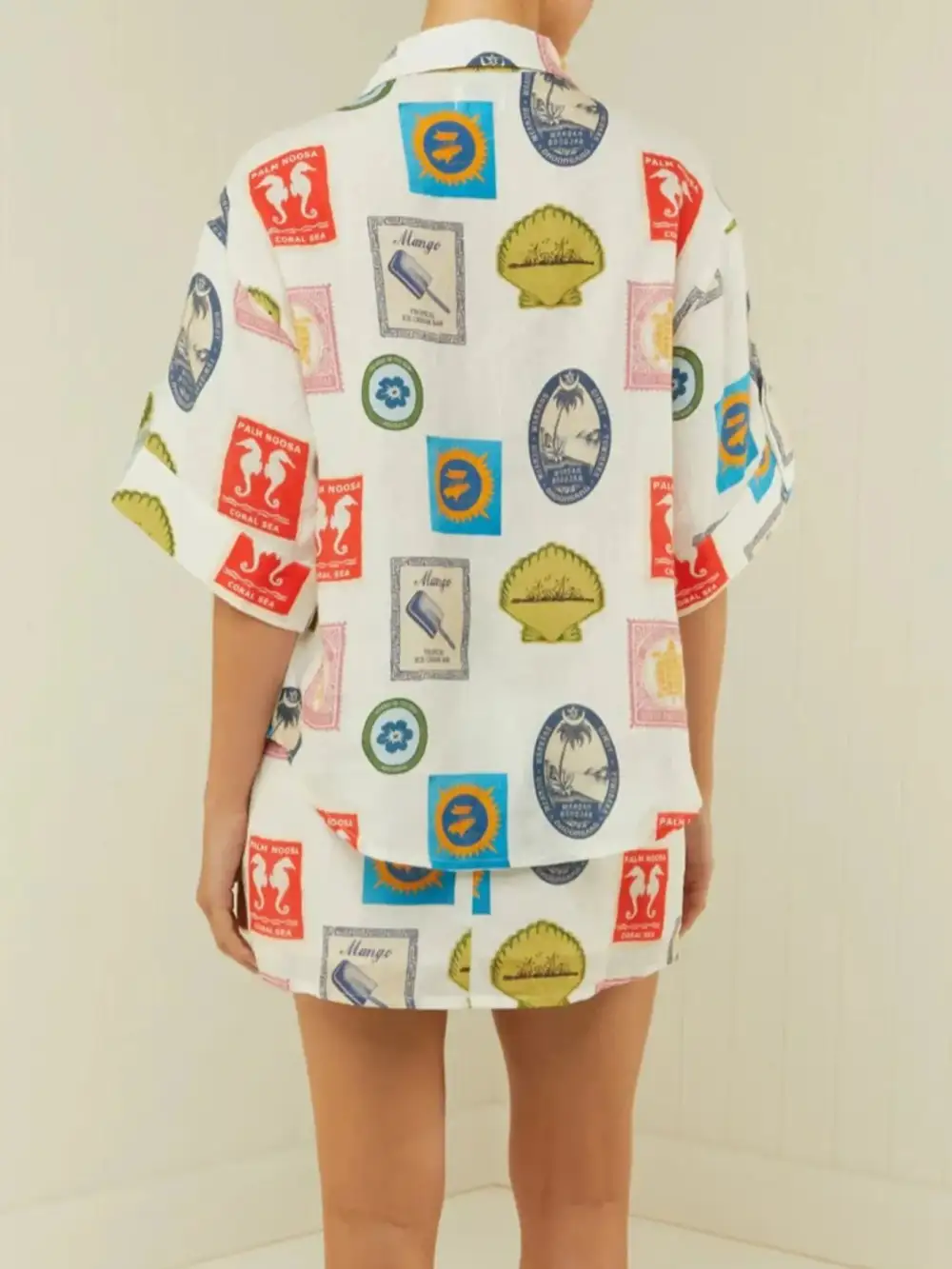 Minimal Button Front Printed Detail Coordinated Set