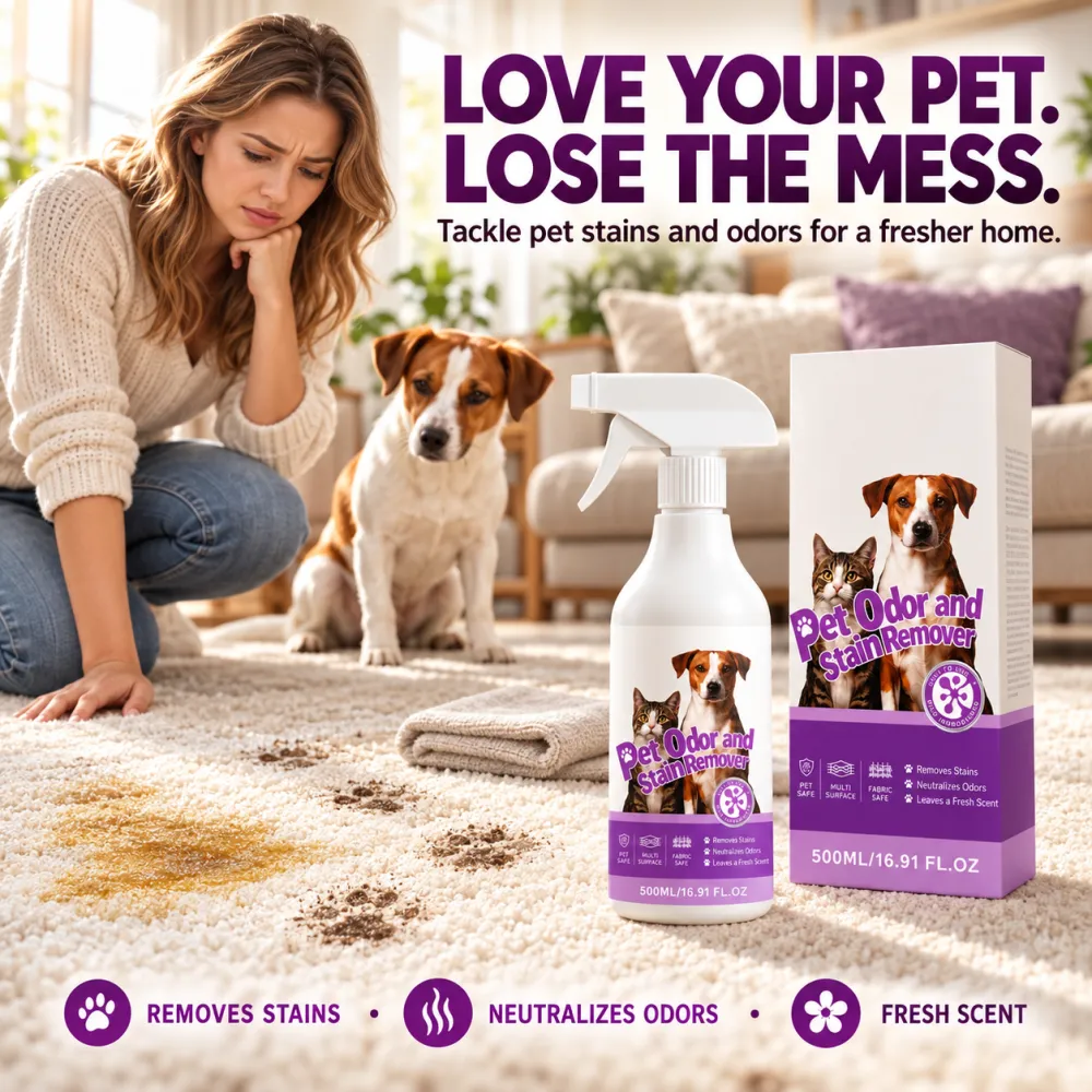 Pet Odor & Stain Remover Spray, Fresh Scent for Cats & Dogs, Eliminates Odors