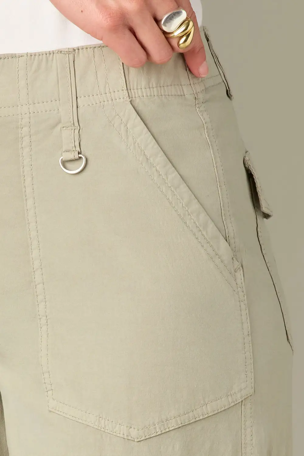 Petite Patch Pocket Utility Wide Leg Utility Pants