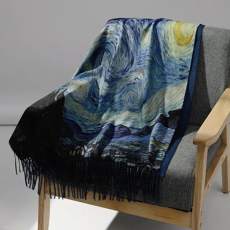 Abstract Print Fringe Scarf