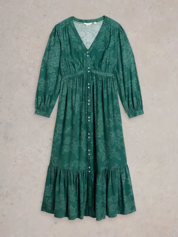 Midi Dress In Teal Print