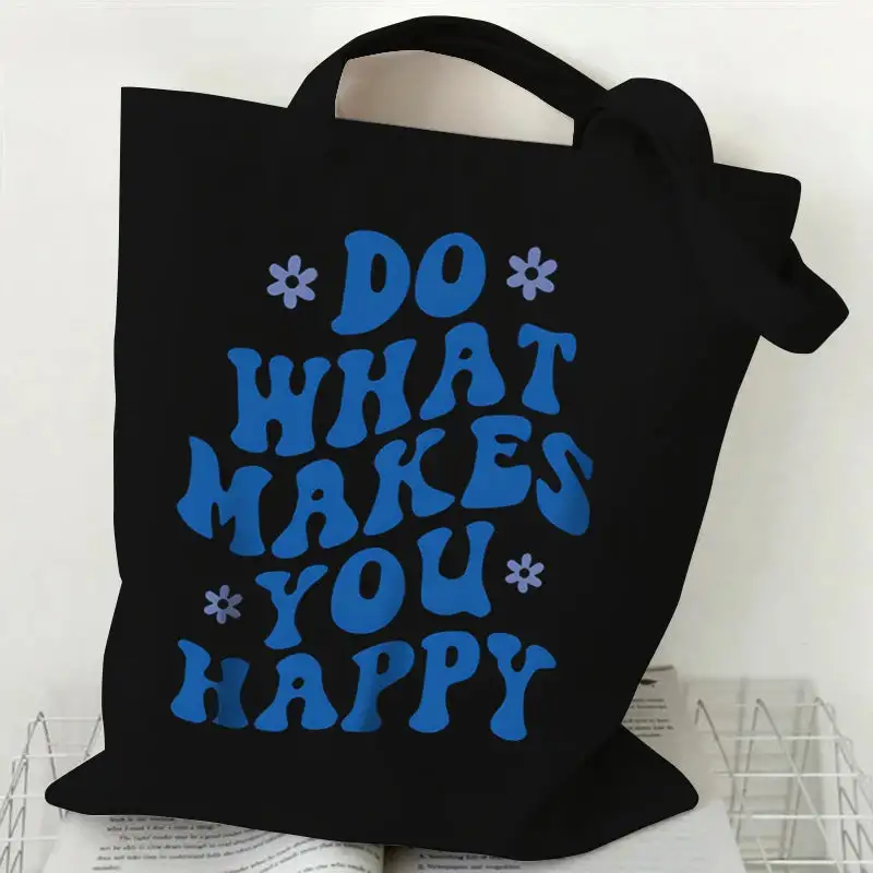 Groovy Retro Graphic Canvas Tote Bag