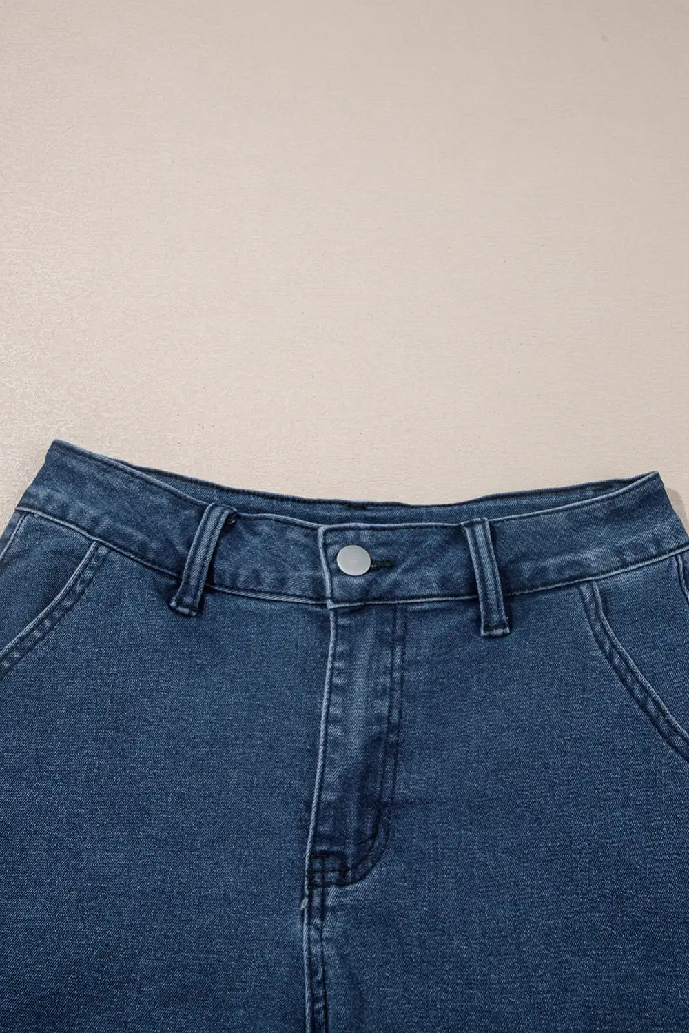 Scalloped Hemline Acid Wash High Waist Denim Shorts