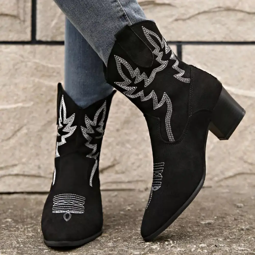 Refined Modern Pointed Toe Block Heel Boots