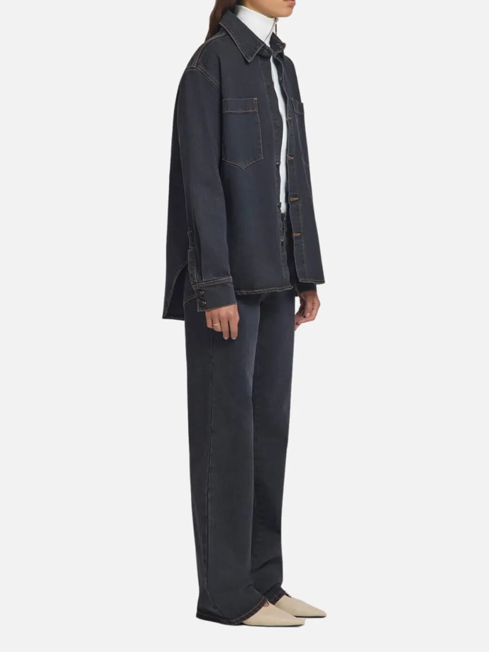 Washed Button Up Denim Shirt