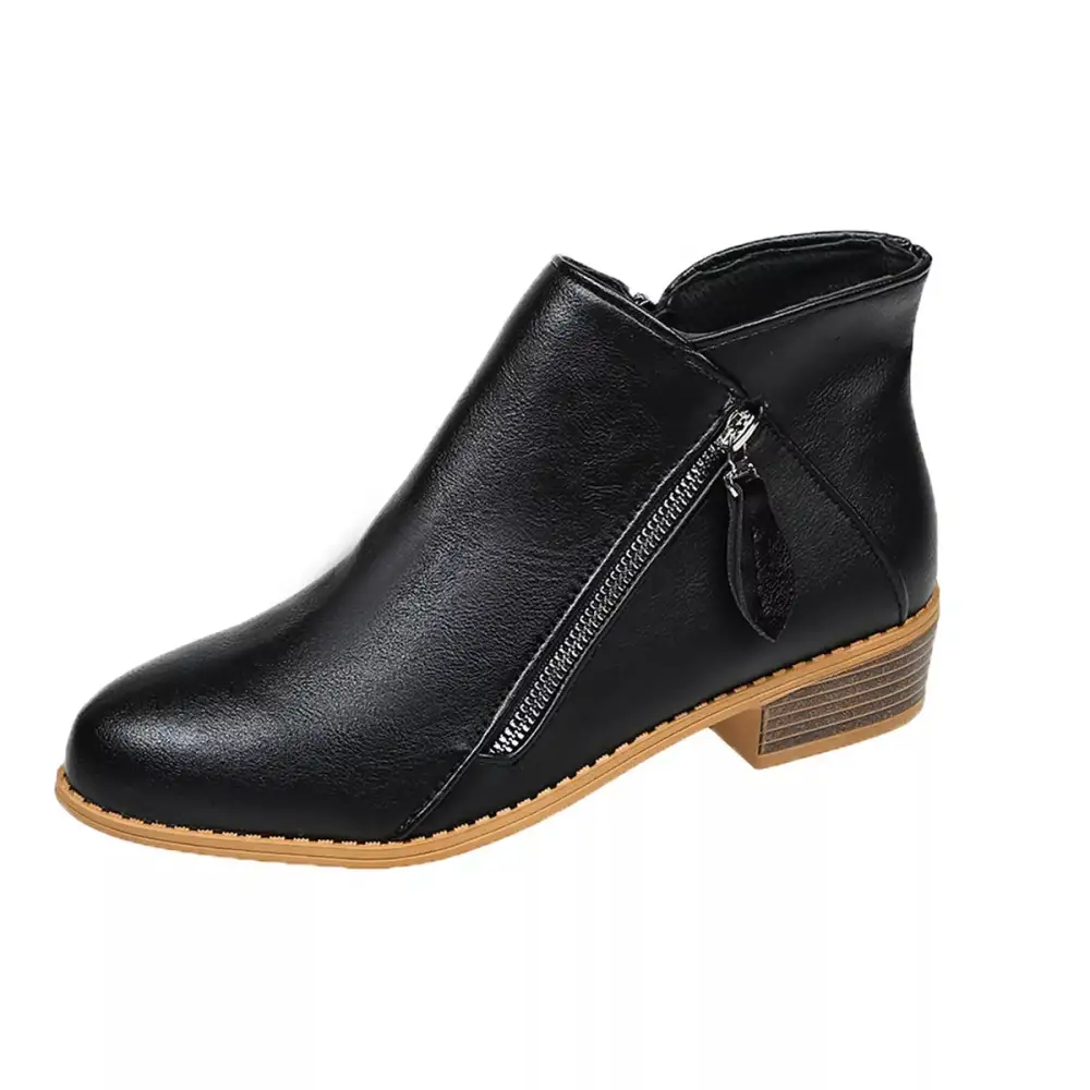 Side-Zip Block Heel Boots
