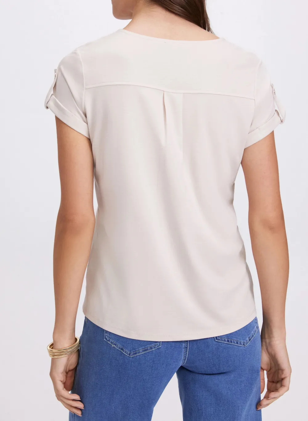 Zippered T-Shirt With Dual Pockets