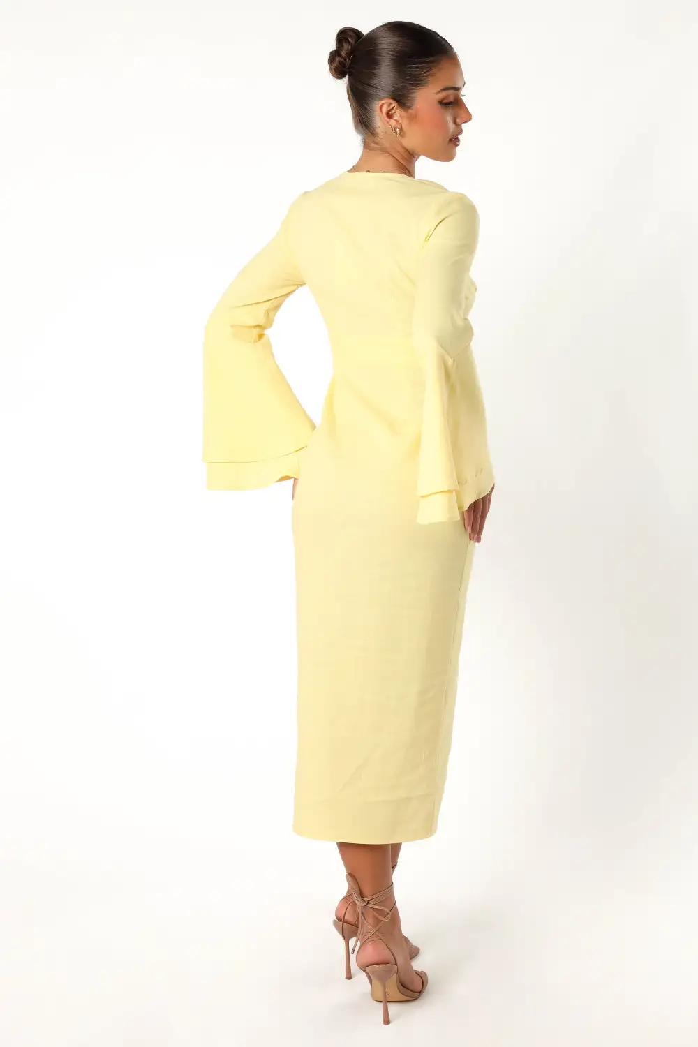 Vela Long Sleeve Midi Dress - Lemon