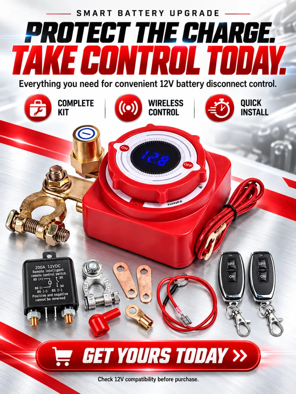 High-Efficiency Anti-Drain Remote Battery Disconnect Switch Kit