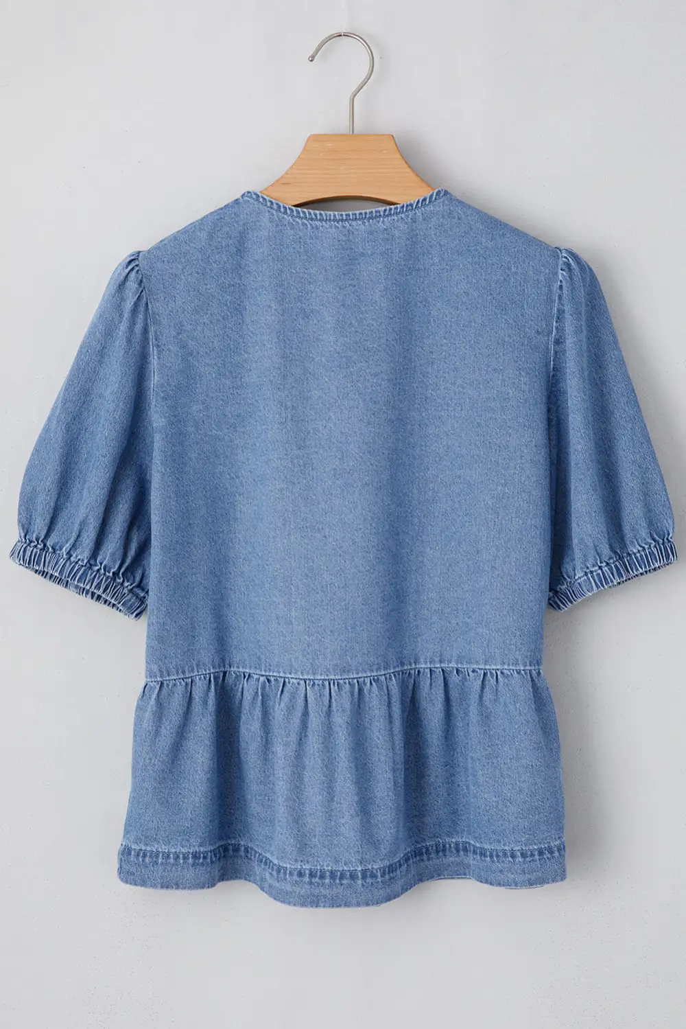 Bubble Sleeve Peplum Casual Shirt