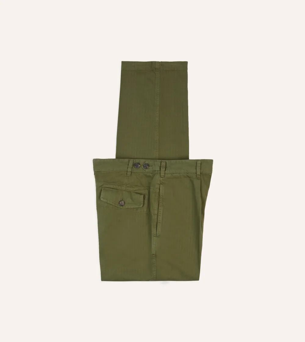 Olive Green Pleated Trousers