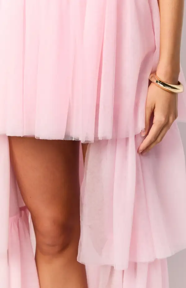 Strapless Frills Flowy Maxi Dress