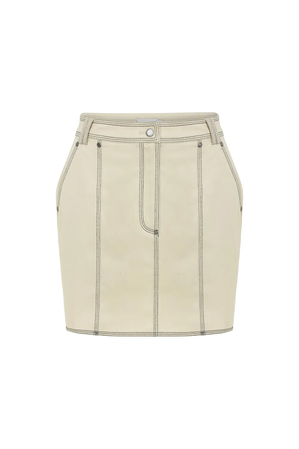Denim Skirt-Beige