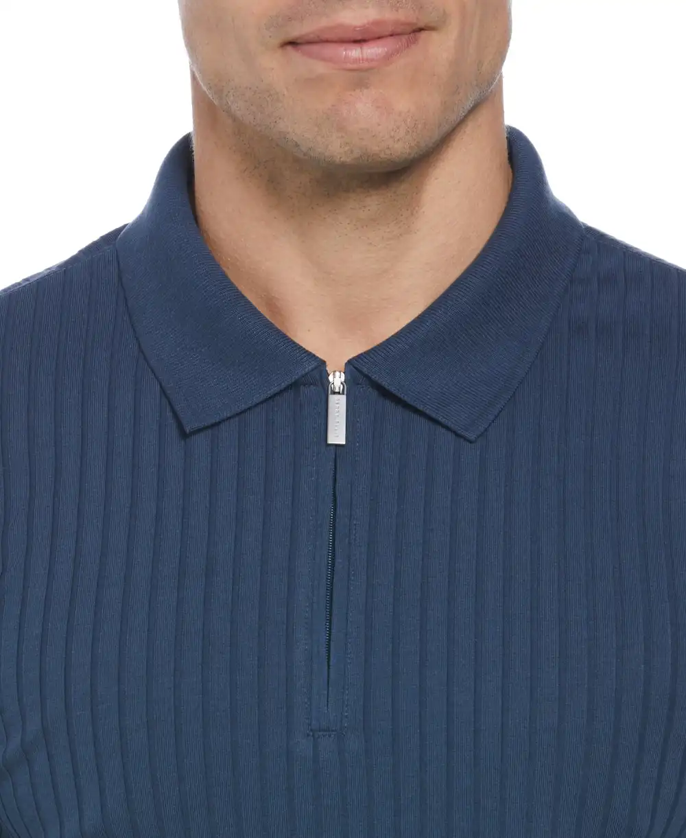 Quarter Zip Ribbed Polo