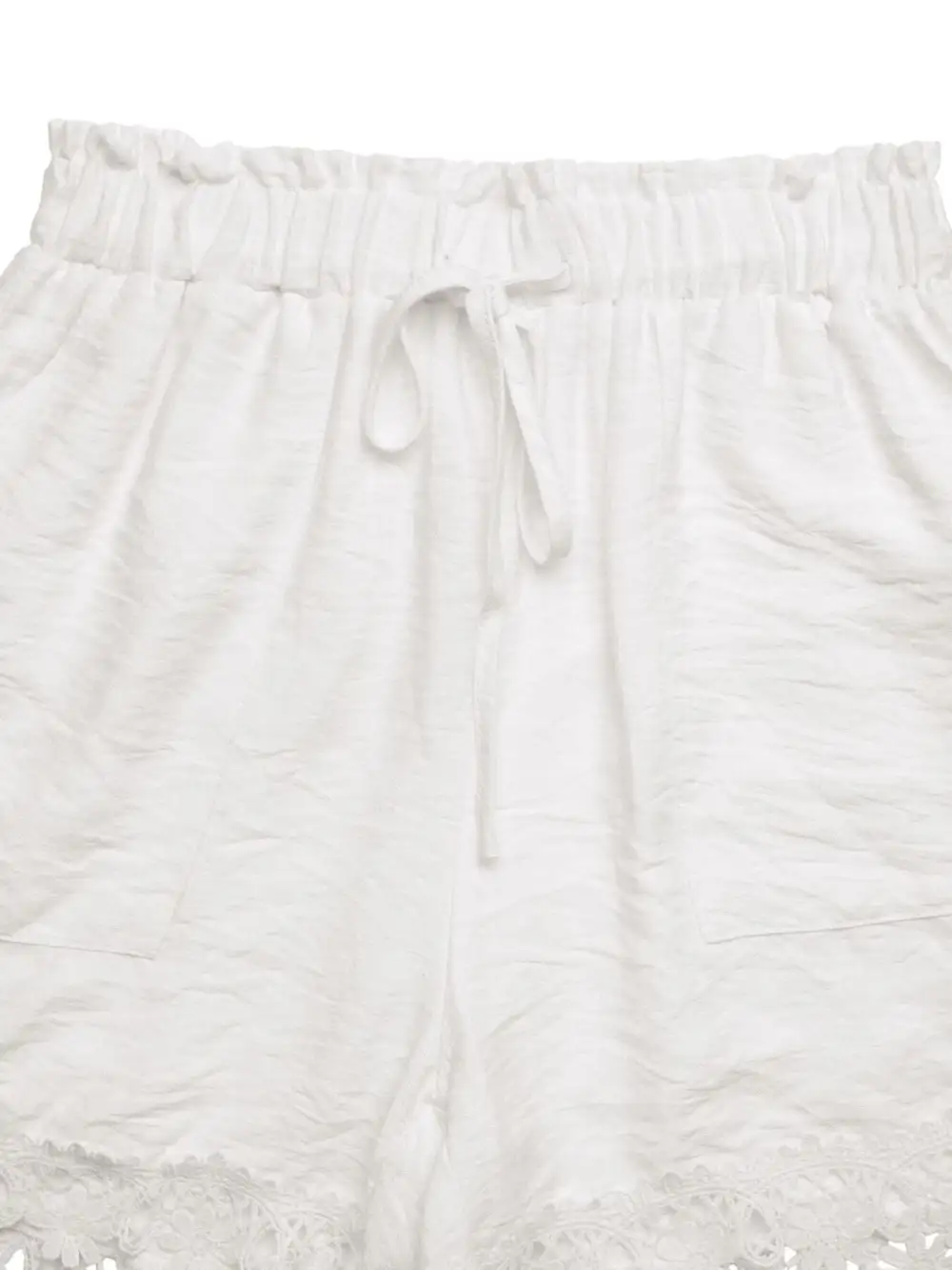 Lace Trim Drawstring Waist Shorts
