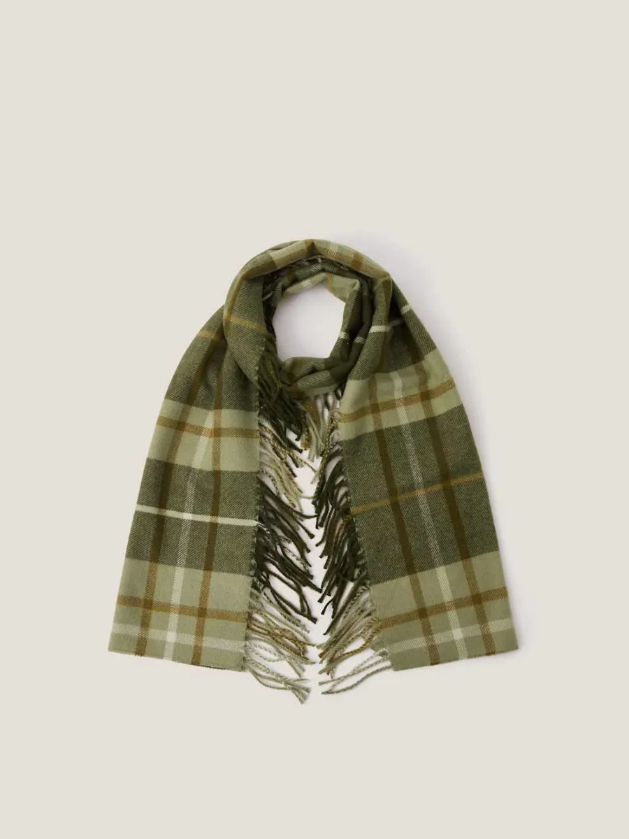Retro Plaid Fringed Scarf