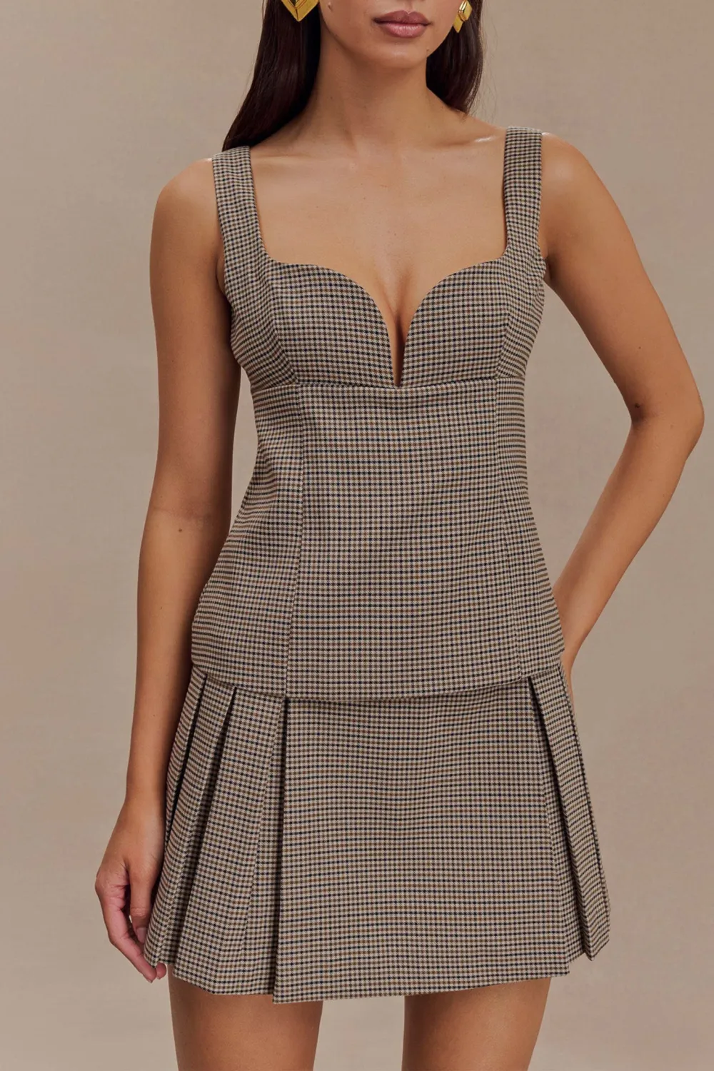 Pleated Buckle Mini Skirt