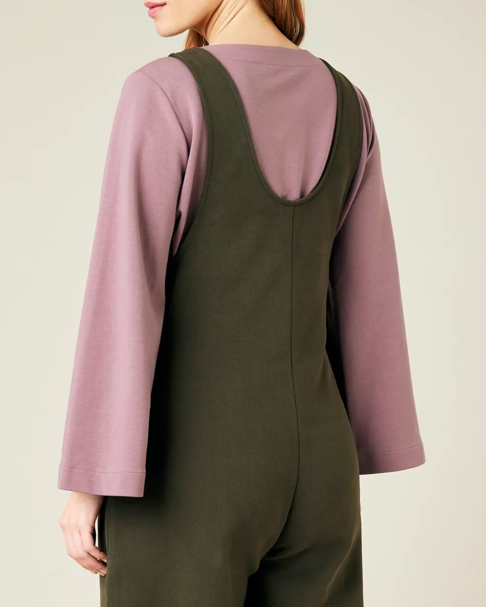 ORGANIC COTTON JERSEY JUMPSUIT - OLIVE